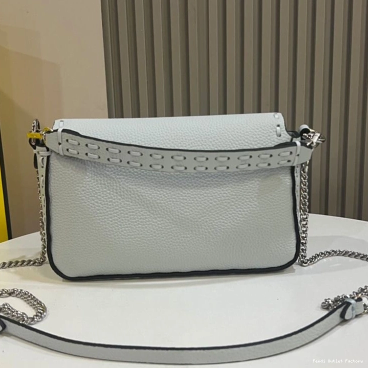 Affordable HOT Baguette In Blue Mini Selleria Sky Cuoio Bag Leather Fendi Romano 0805